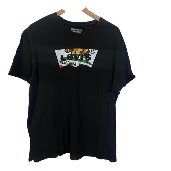 Levis California Republic Batwing Logo Graphic T-Shirt Black Short Sleeve Sz XL - Picture 1 of 5